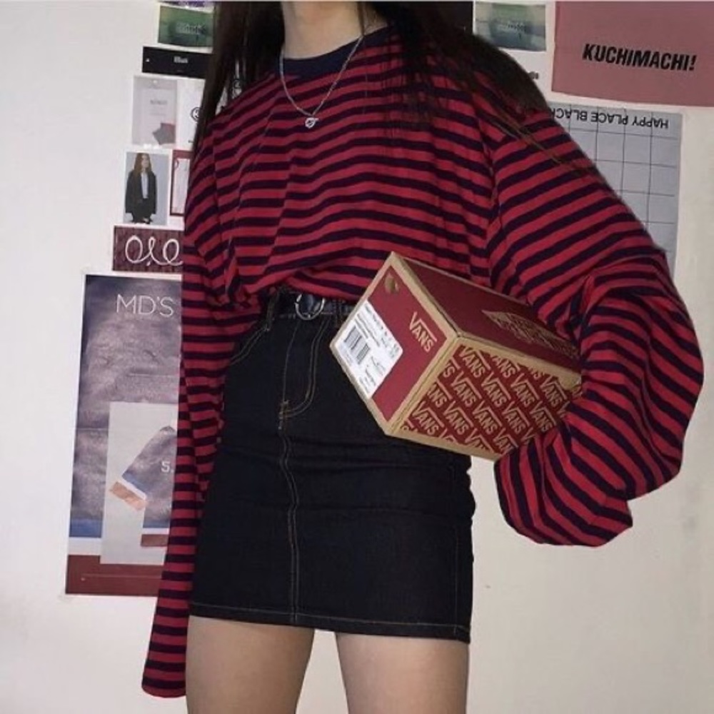 MIXXMIX Black and Red Striped Long Sleeve shirt